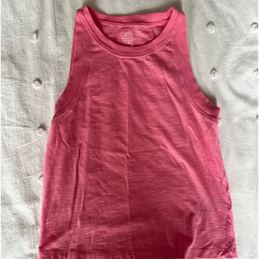 WOMENS JCREW 90’s CROPPED ORGANIC SLUB TANK TOP IN PINK